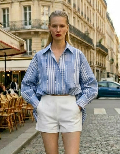Mathew - Patchwork Gingham Overshirt - Woman