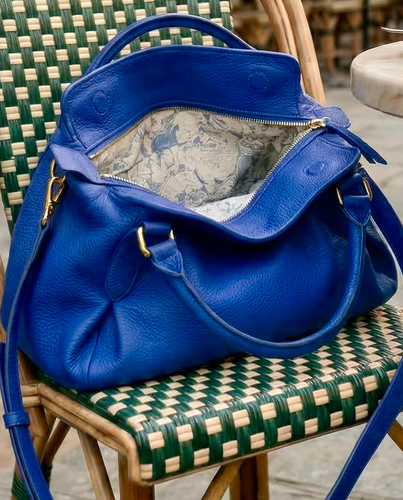Talia - Italian Leather Convertible Handbag - cobalt blue