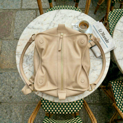 Talia - Italian Leather Convertible Handbag - Cream
