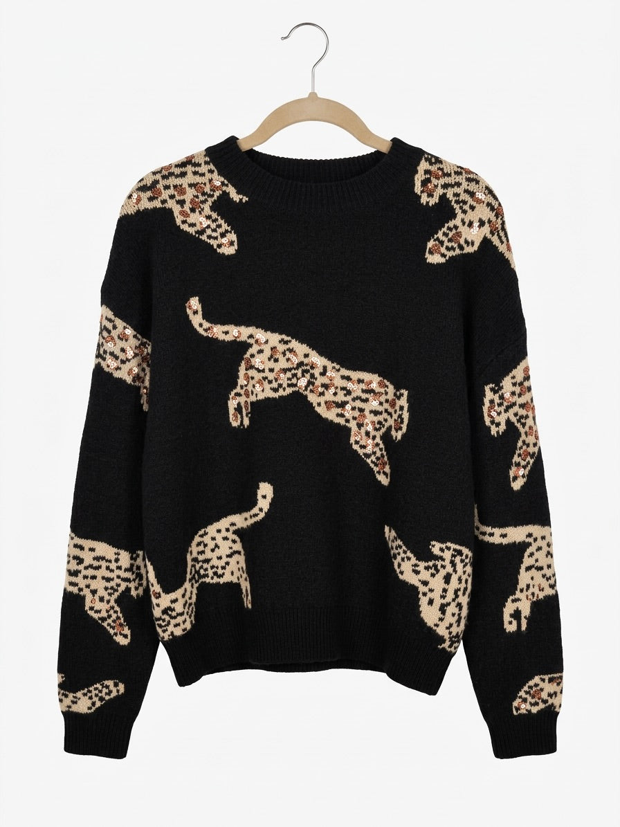Elijah - Leopard Jacquard Short Sweater