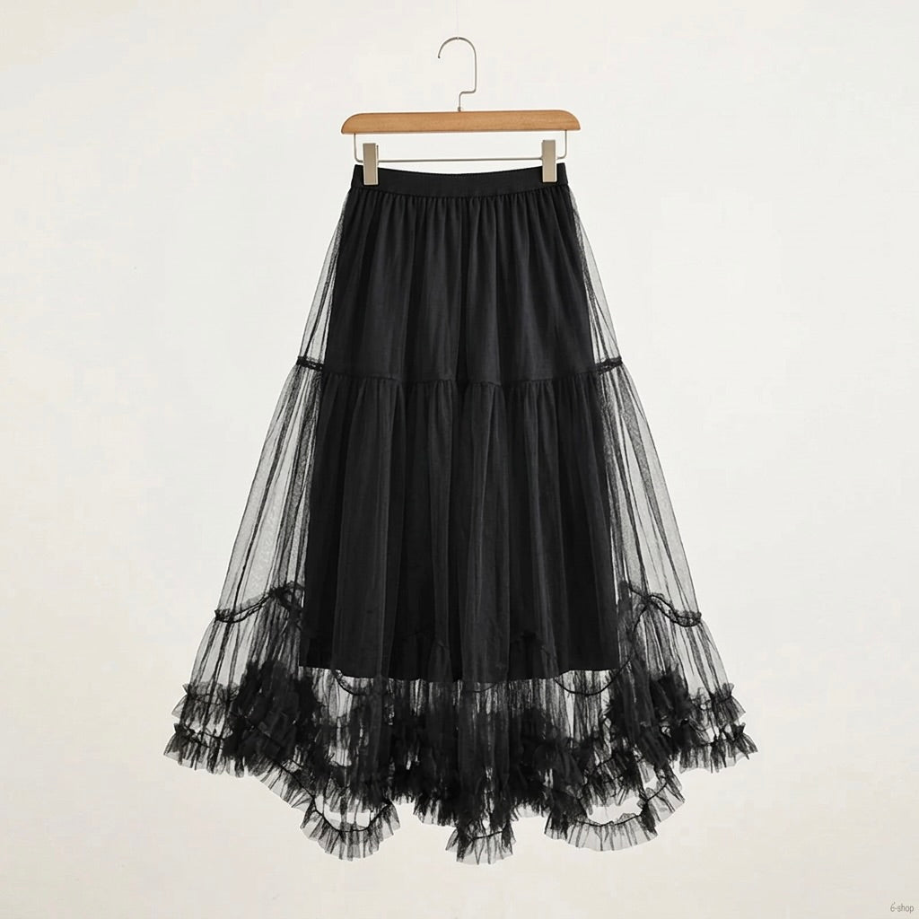 Kaya - Silk Blend Tulle Ruffle Skirt