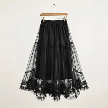 Kaya - Silk Blend Tulle Ruffle Skirt