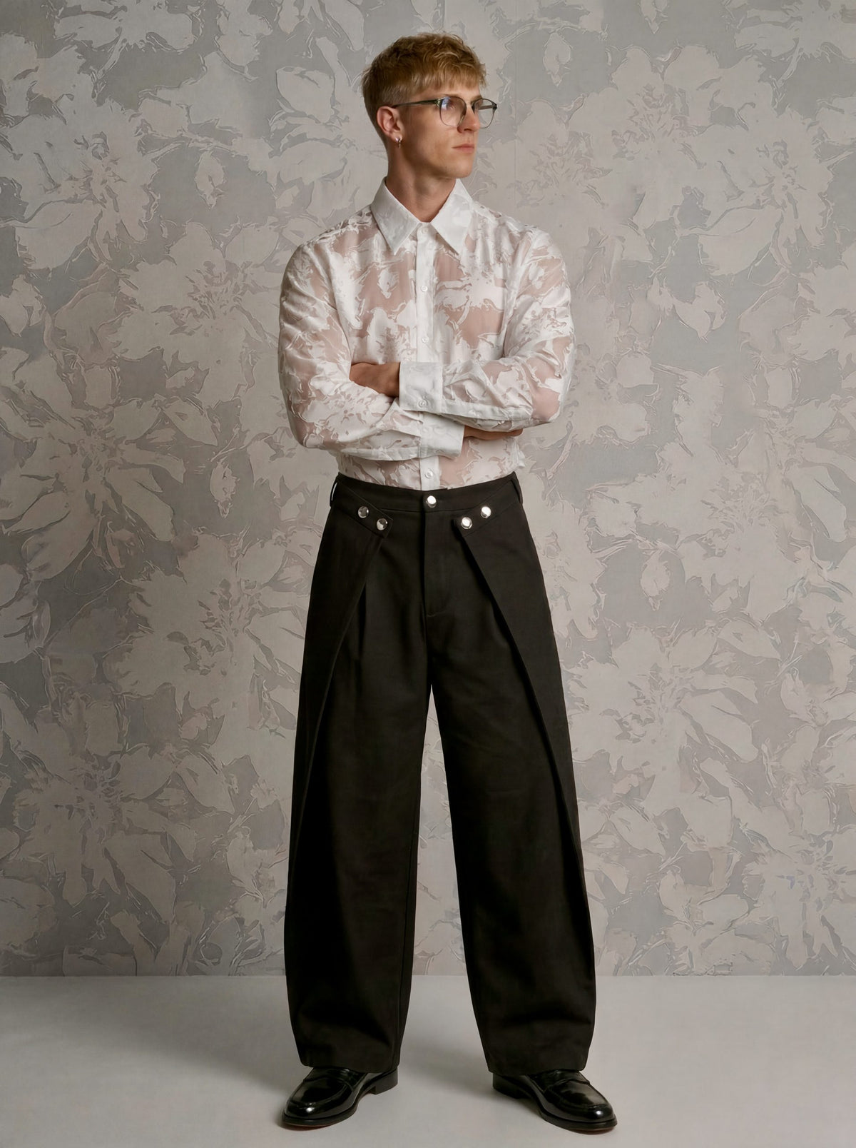 Wim - Sheer Floral Jacquard Silk-Blend Organza Shirt - white