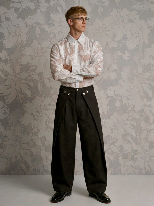 Wim - Sheer Floral Jacquard Silk-Blend Organza Shirt - white