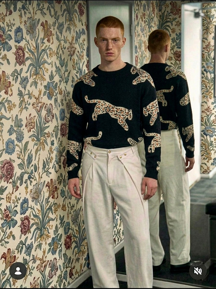 Elijah - Leopard Jacquard Short Sweater