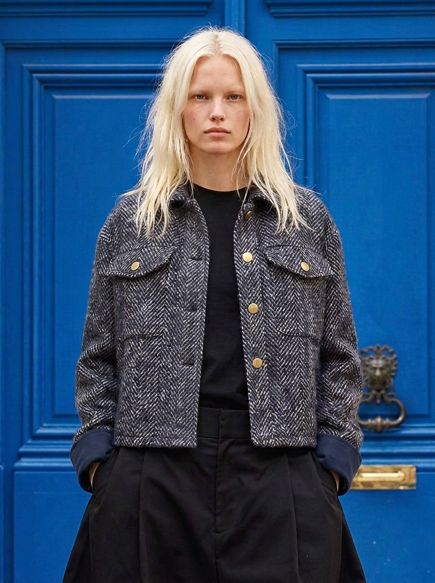 Mira - Cropped Tweed Wool Jacket