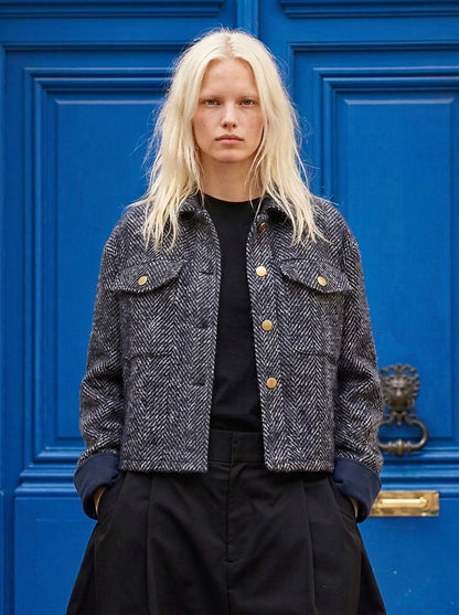 Mira - Cropped Tweed Wool Jacket