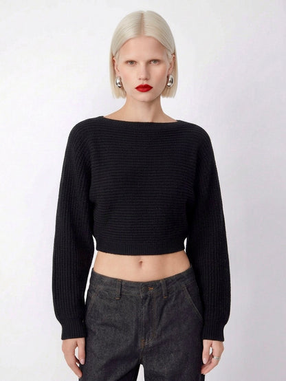Alva  - Cropped Lace-Back Knit