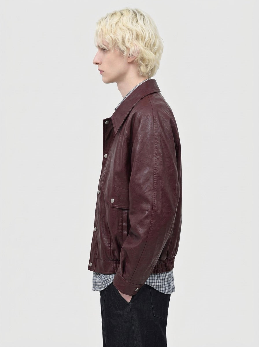 Ramon - Vegan Leather Jacket - Burgundy - Man