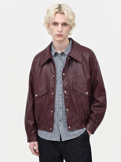 Ramon - Vegan Leather Jacket - Burgundy - Man