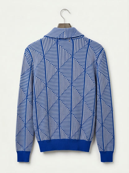 Loras - Diagonal Jacquard Sweater - Blue