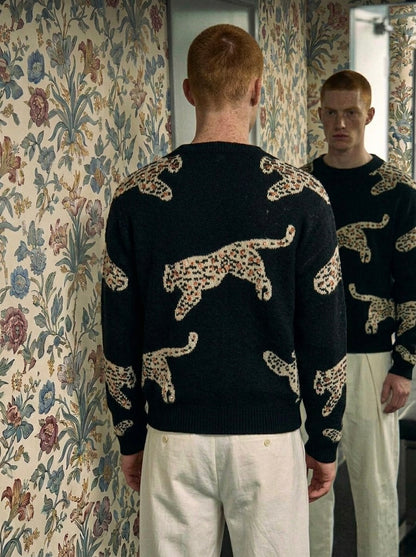 Elijah - Leopard Jacquard Short Sweater