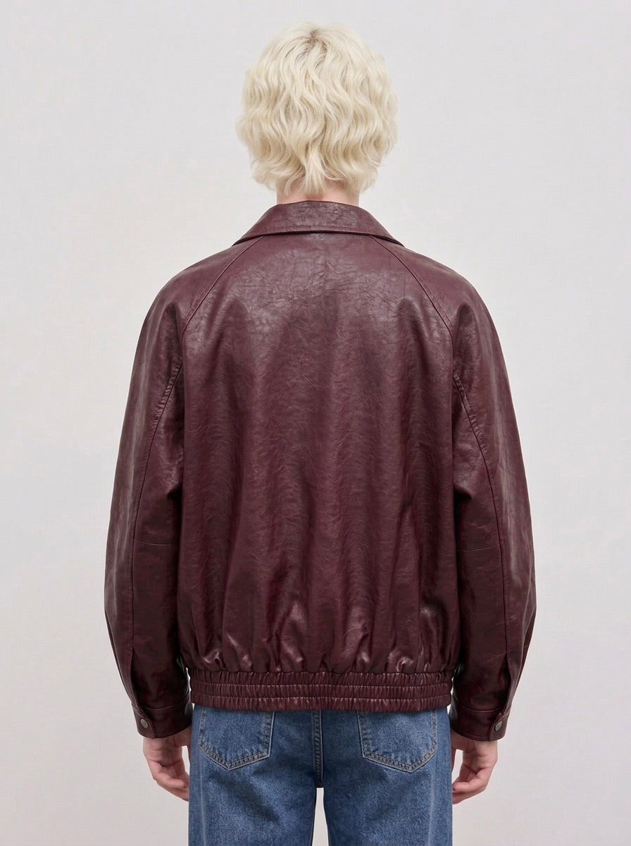 Ramon - Vegan Leather Jacket - Burgundy - Man