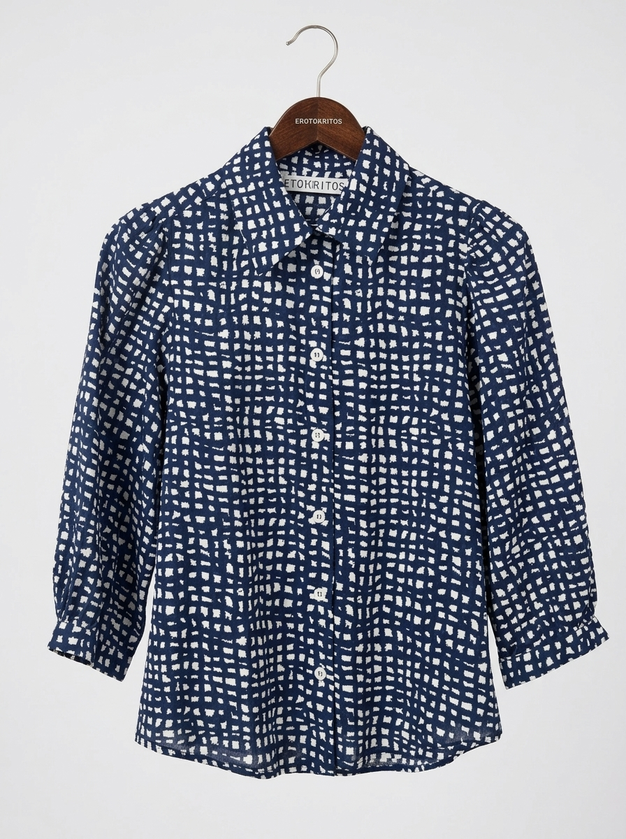 Trixie - Seersucker Shirt With Puffy Sleeves - Print