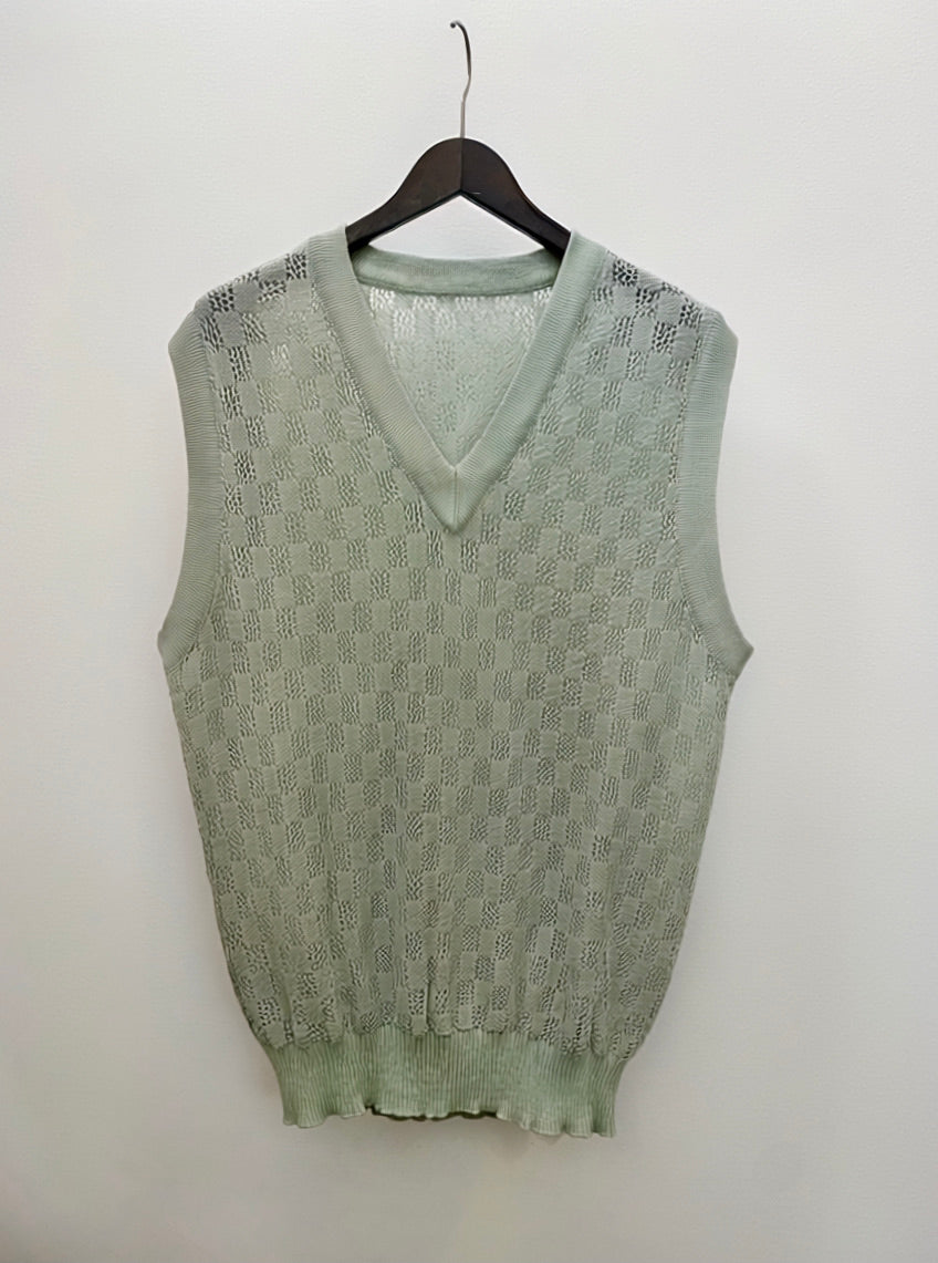Paddy - Lightweight cotton-silk knit vest - Almond green