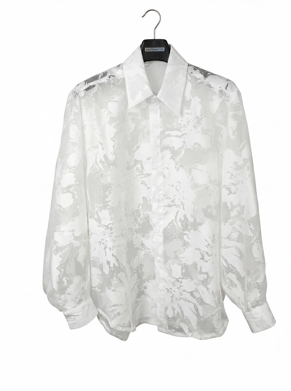 Wim - Sheer Floral Jacquard Silk-Blend Organza Shirt - white