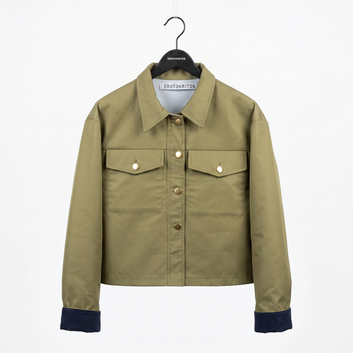 Mira - Cropped Cotton Jacket - Matcha green