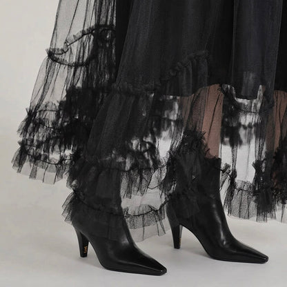Kaya - Silk Blend Tulle Ruffle Skirt