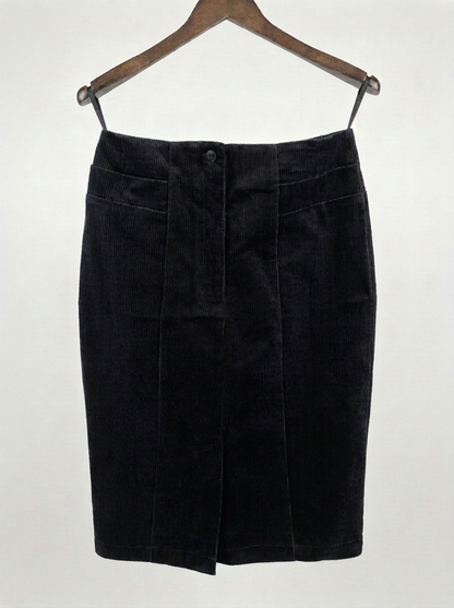 Cersei - Velvet Corduroy Pencil Skirt - Black