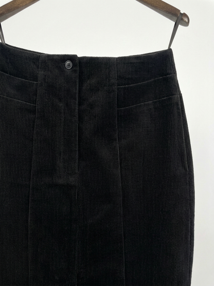 Cersei - Velvet Corduroy Pencil Skirt - Black