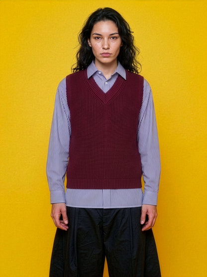 Corbin - Trompe-l’œil Knit and Shirt Top - Woman