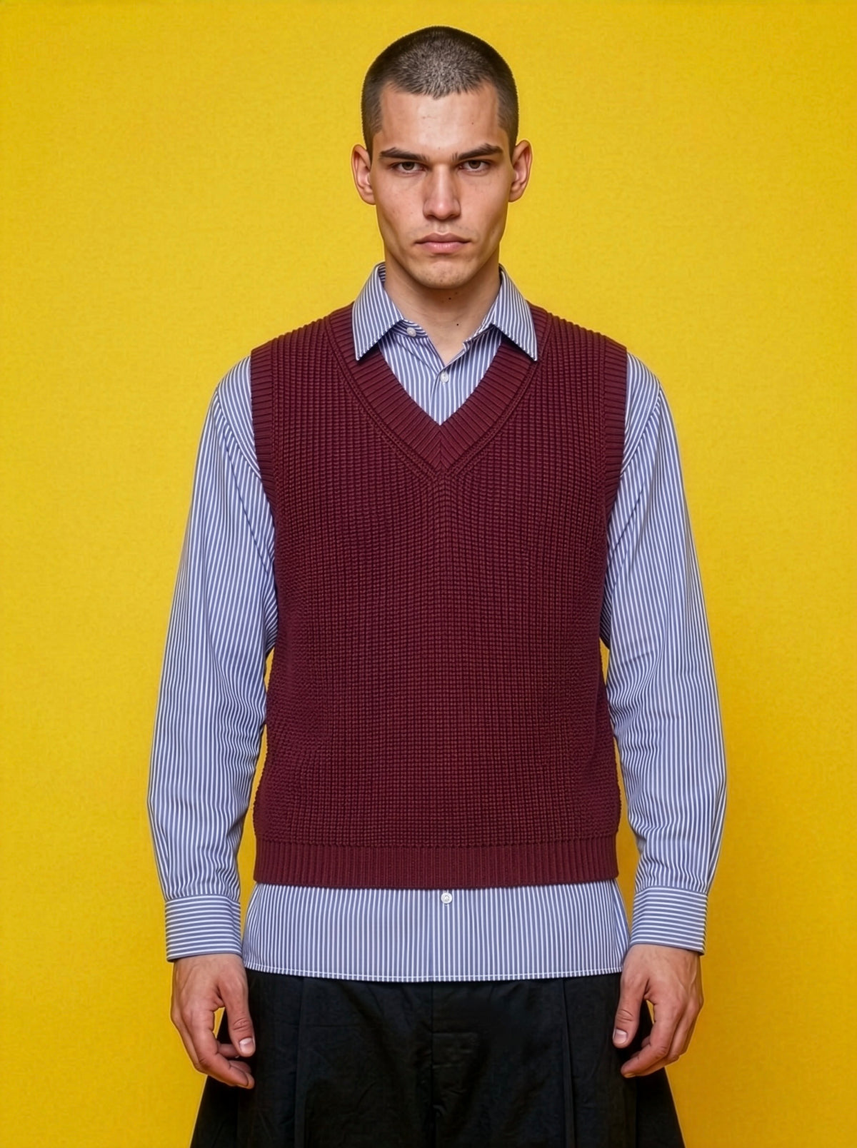 Corbin - Trompe-l’œil Knit and Shirt Top