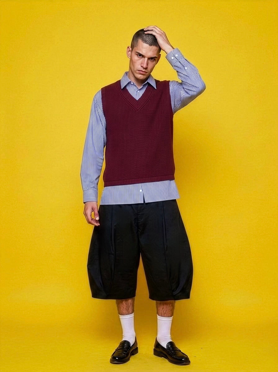 Corbin - Trompe-l’œil Knit and Shirt Top