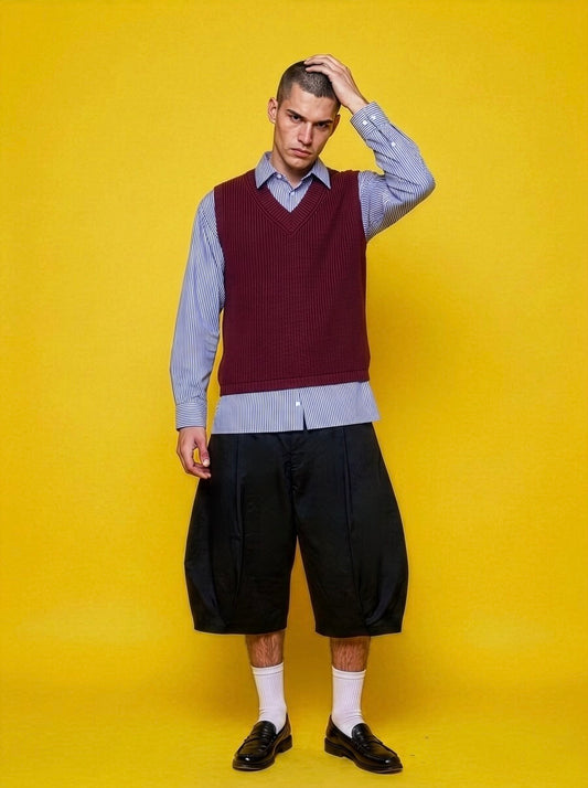 Corbin - Trompe-l’œil Knit and Shirt Top