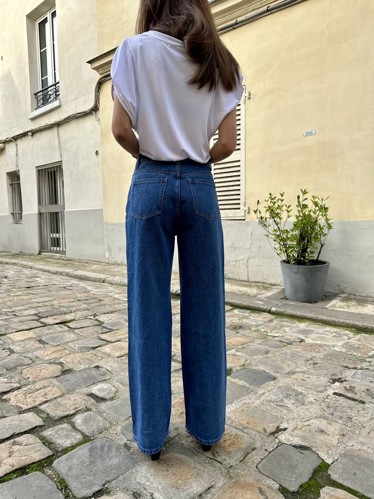 Beebee-Diamond Cut Wide Leg Jeans