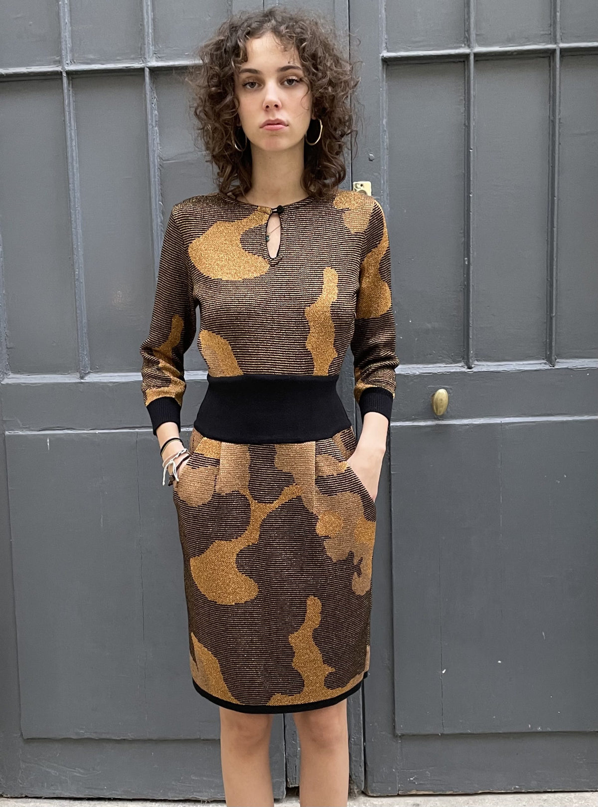 Deinira-Gold Knitted Dress
