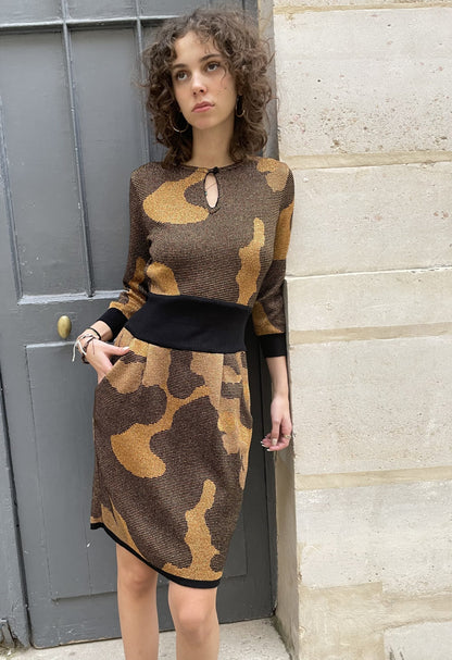 Deinira-Gold Knitted Dress