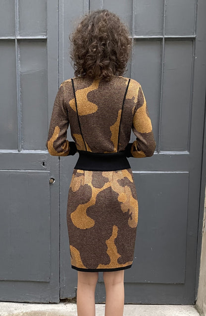 Deinira-Gold Knitted Dress