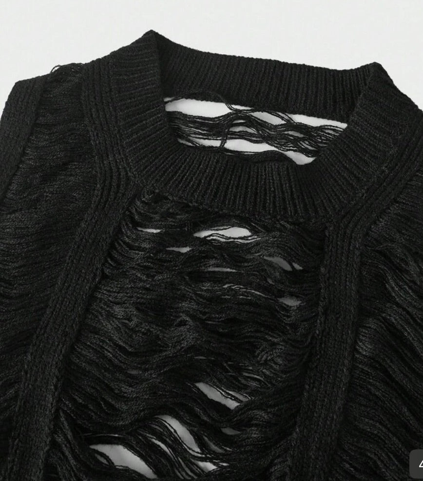 Amina - Distressed Open-Knit Vest - Woman