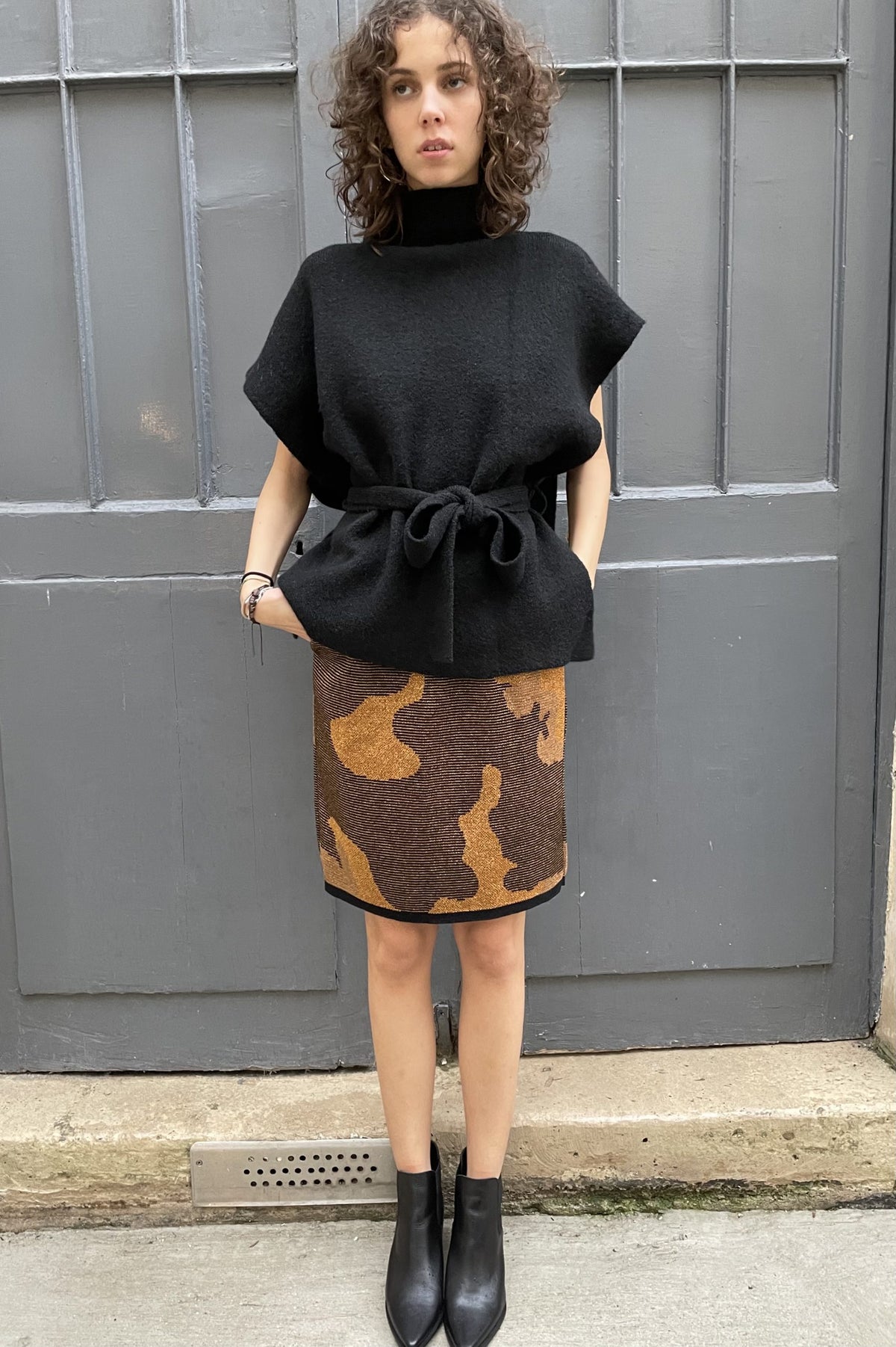 Delia-Metallic Knit Skirt