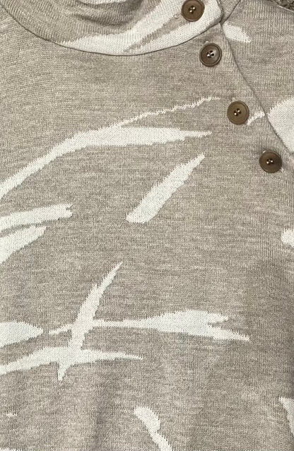 Lhara - Paintbrush Jacquard Button - Neck Sweater