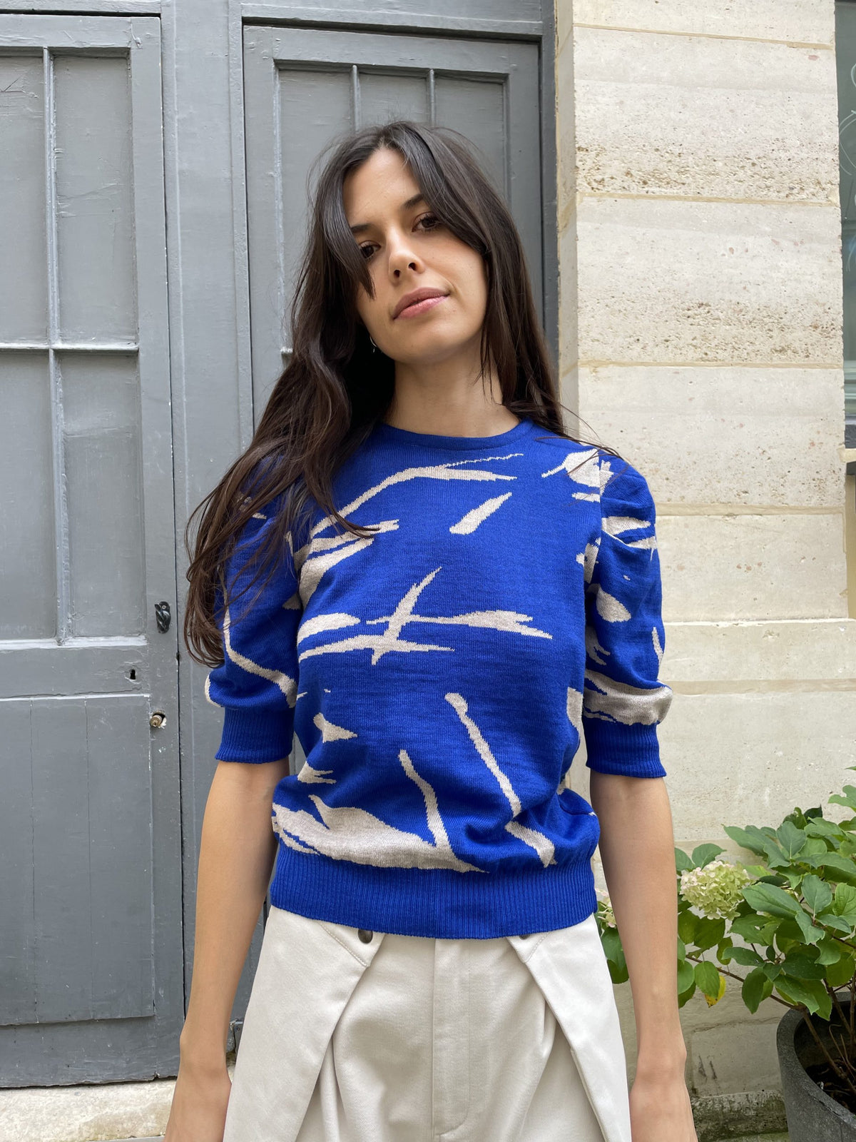 Desma - Puff Sleeve Paintbrush Sweater