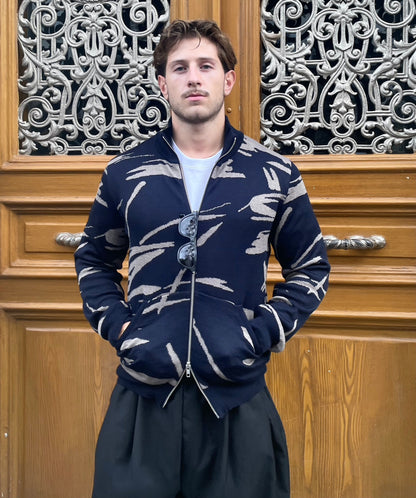 Diego - Knitted Jacquard Paintbrush Jacket