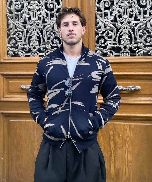 Diego - Knitted Jacquard Paintbrush Jacket