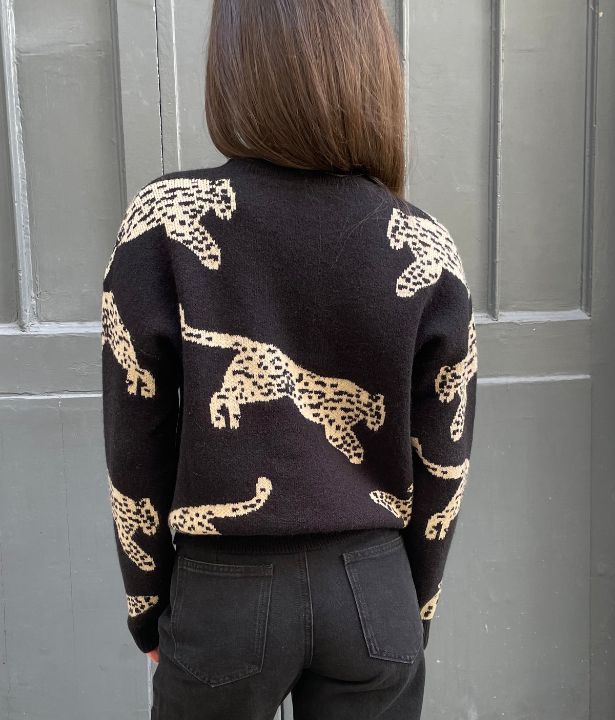 Elijah - Oversized Copper-Detail Leopard Sweater