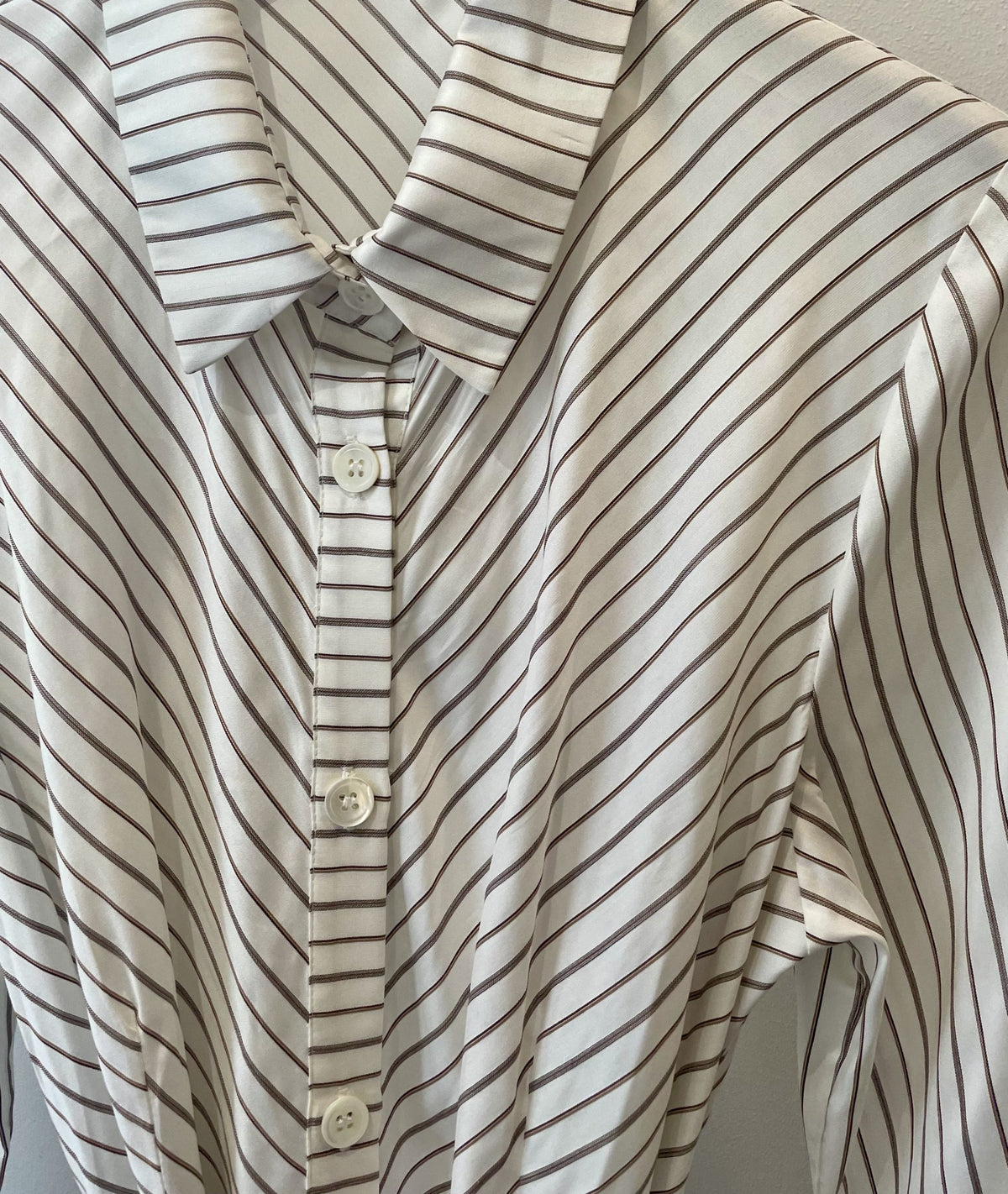 Vita - Bias-cut Silk Long shirt dress - Rosewood stripe