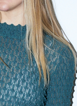 Violet - Textured Lace Knit Top - Green