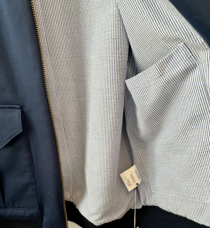 Liam - Tight-Woven Gabardine Bomber Jacket - Navy