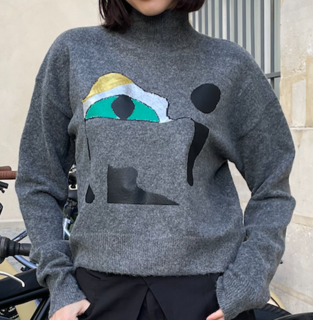 Calissi - High-Neck Soft Cashmere Sweater with Surrealist Eye