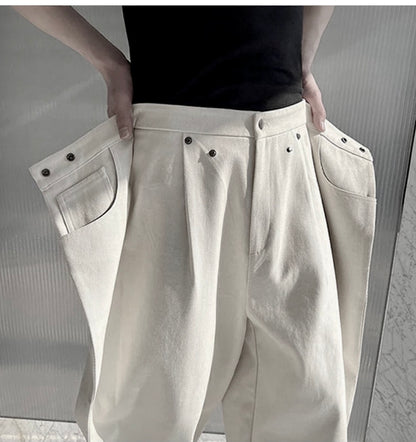 Zuri - Three Dimensional Pleated Pants - White Cloud