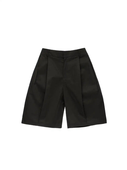 Aron - Structured Pleated Jorts - Black