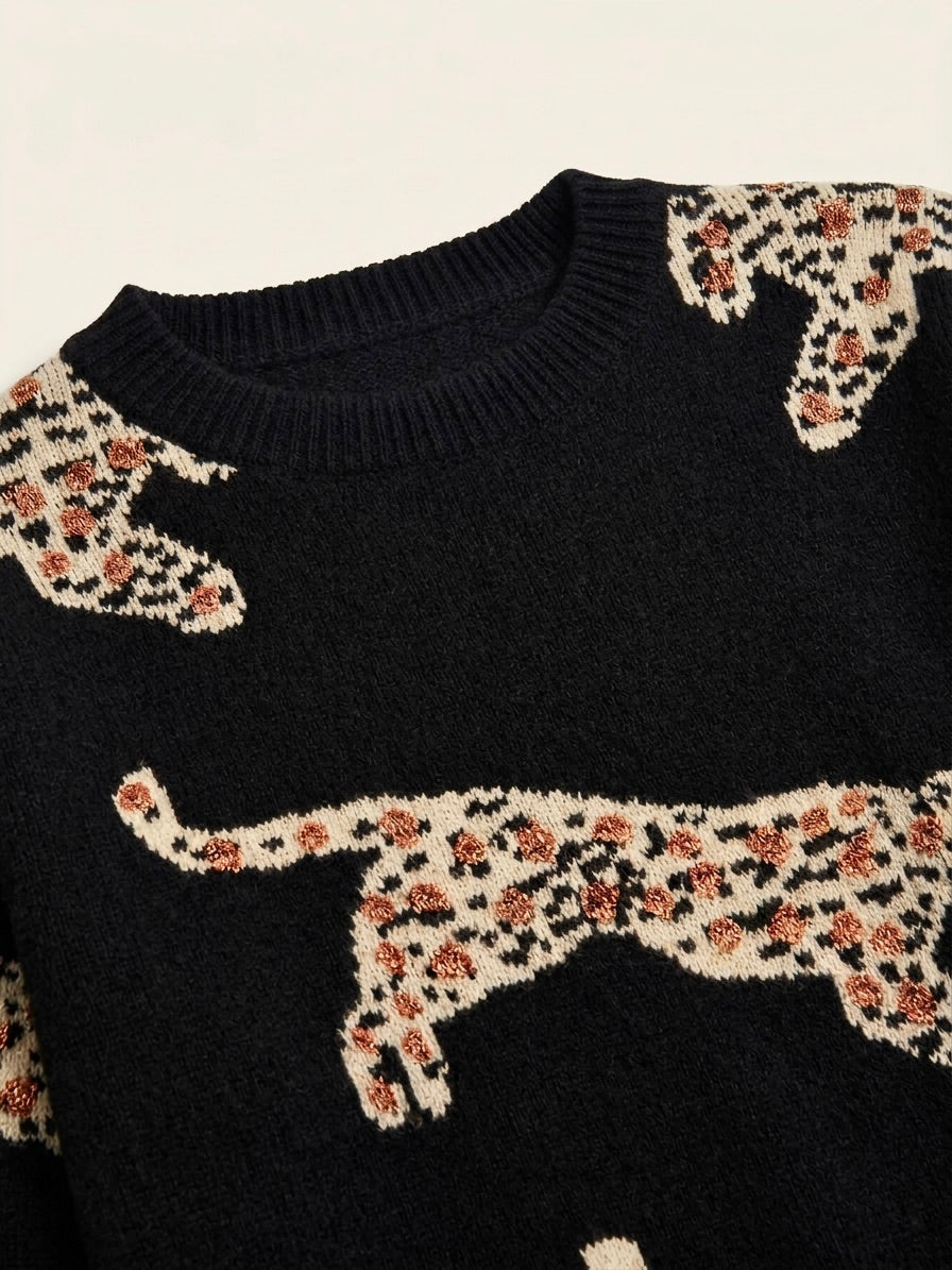 Elijah -  Soft Leopard Jacquard Sweater